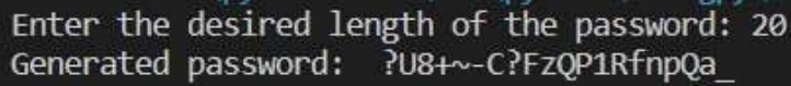 Password Generator Output Example 2