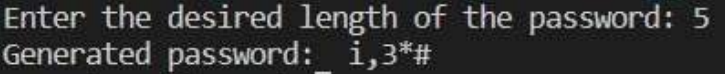 Password Generator Output Example 3